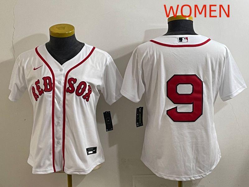 Women Boston Red Sox #9 No Name White Game 2025 Nike MLB Jersey style 1->women mlb jersey->Women Jersey